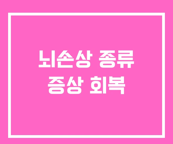 뇌손상 종류 증상 회복 뇌손상 종류 증상 회복