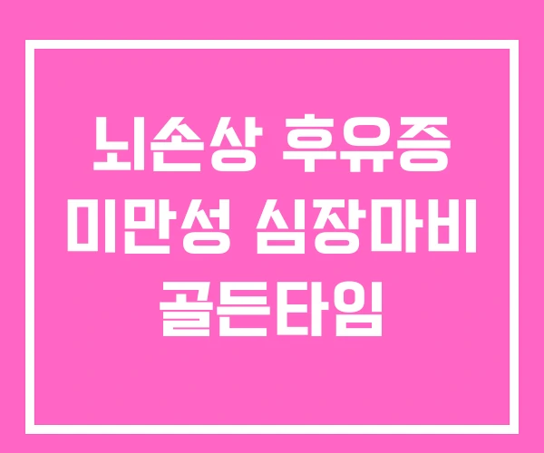 뇌손상 후유증 미만성 심장마비 골든타임 뇌손상 후유증 미만성 심장마비 골든타임