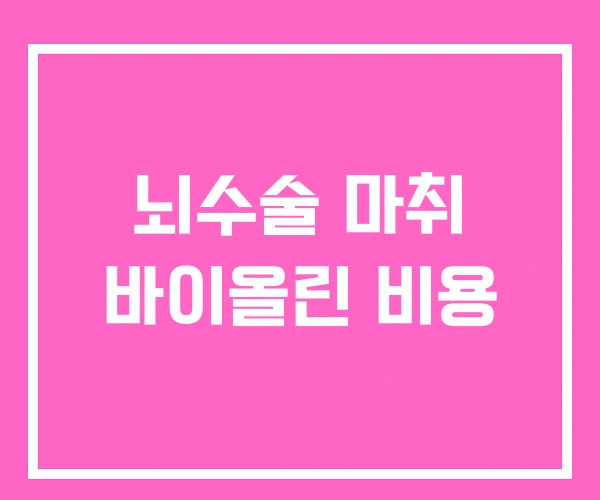 뇌수술 마취 바이올린 비용