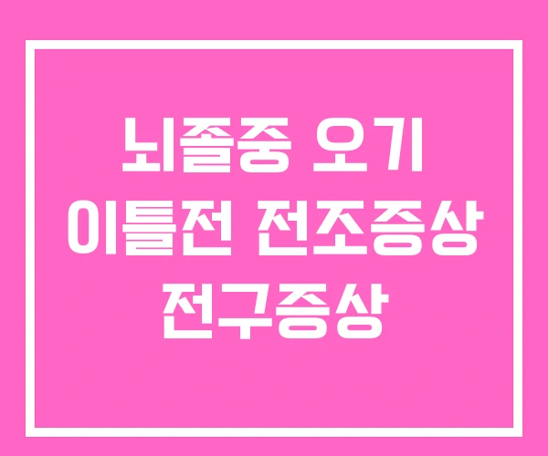 뇌졸중 오기 이틀전 전조증상 전구증상