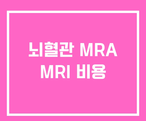 뇌혈관 MRA MRI 비용 뇌혈관 MRA MRI 비용