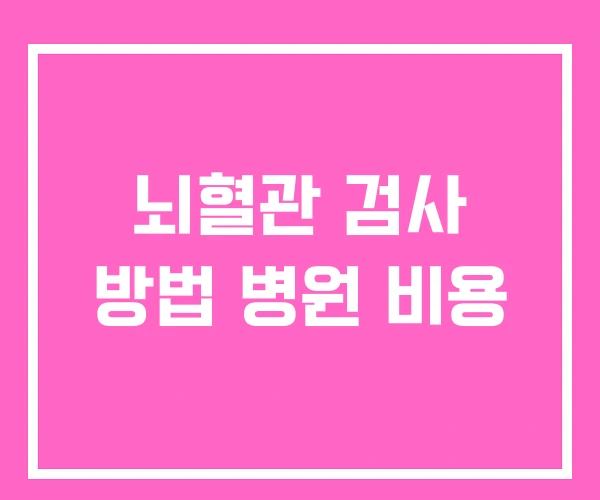 뇌혈관 검사 방법 병원 비용