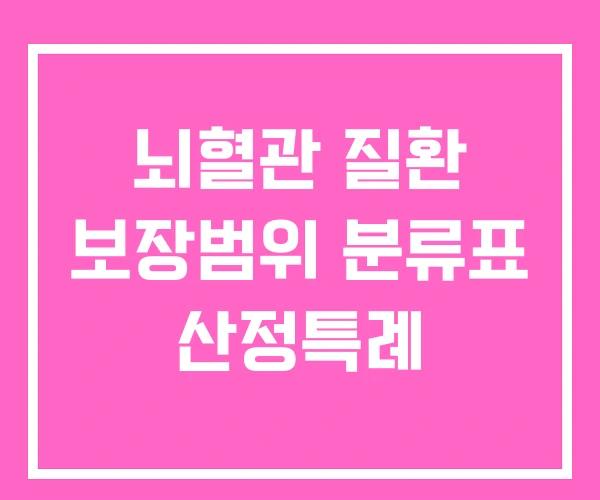 뇌혈관 질환 보장범위 분류표 산정특례 뇌혈관 질환 보장범위 분류표 산정특례