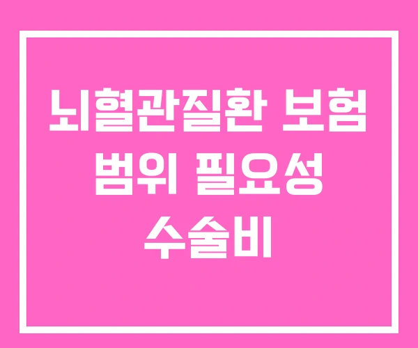 뇌혈관질환 보험 범위 필요성 수술비