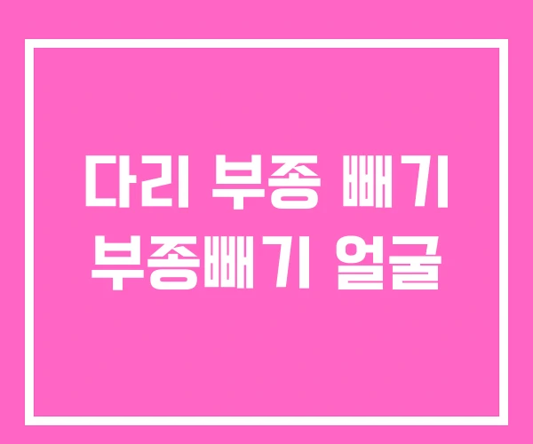 다리 부종 빼기 부종빼기 얼굴 다리 부종 빼기 부종빼기 얼굴
