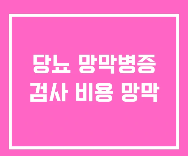 당뇨 망막병증 검사 비용 망막