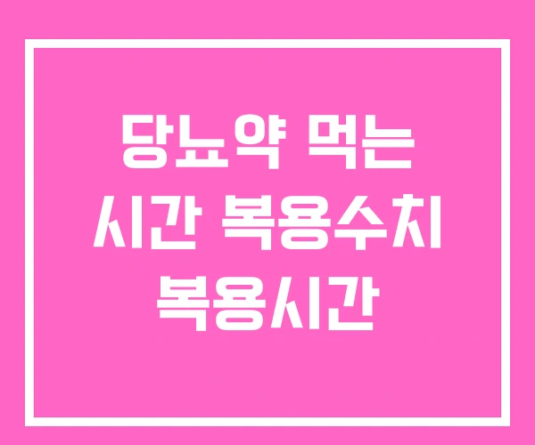 당뇨약 먹는 시간 복용수치 복용시간