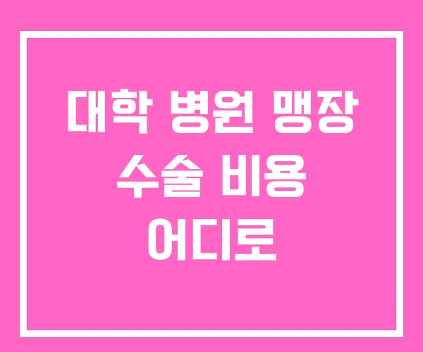 대학 병원 맹장 수술 비용 어디로 대학 병원 맹장 수술 비용 어디로