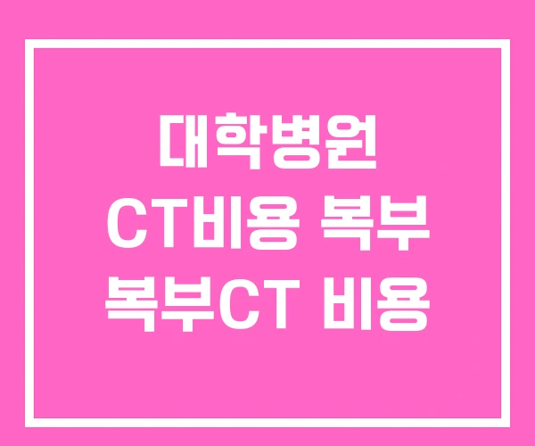 대학병원 CT비용 복부 복부CT 비용