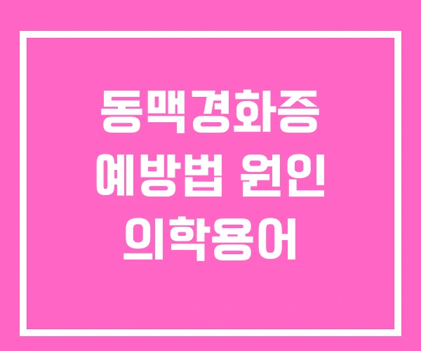 동맥경화증 예방법 원인 의학용어