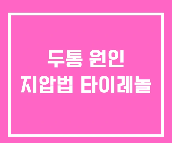 두통 원인 지압법 타이레놀