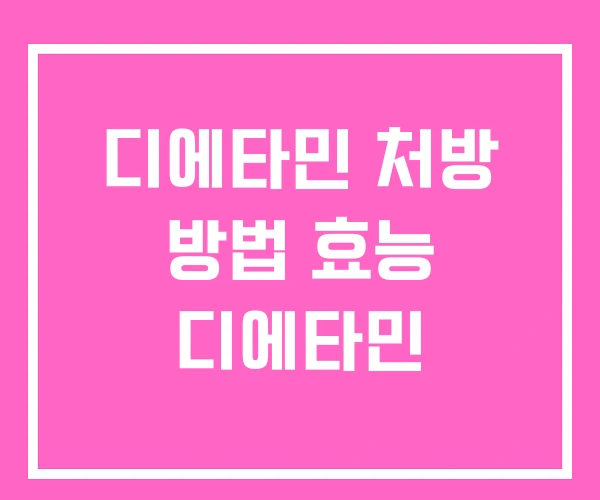 디에타민 처방 방법 효능 디에타민