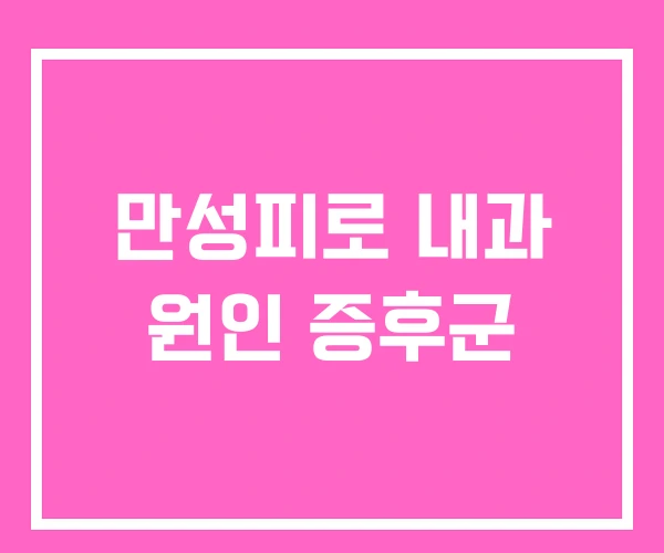만성피로 내과 원인 증후군