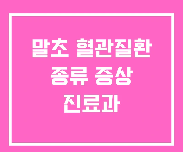 말초 혈관질환 종류 증상 진료과