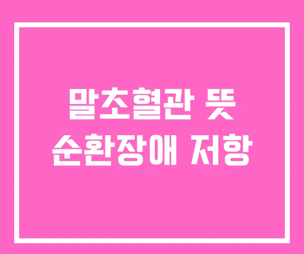 말초혈관 뜻 순환장애 저항