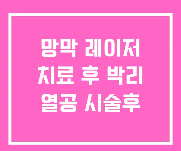 망막 레이저 치료 후 박리 열공 시술후