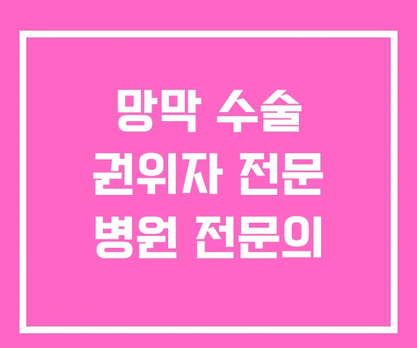 망막 수술 권위자 전문 병원 전문의