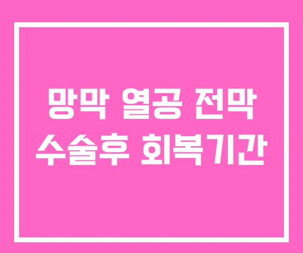 망막 열공 전막 수술후 회복기간