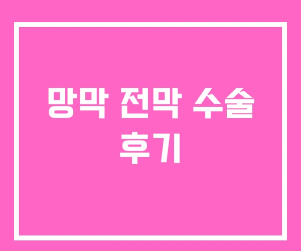 망막 전막 수술 후기