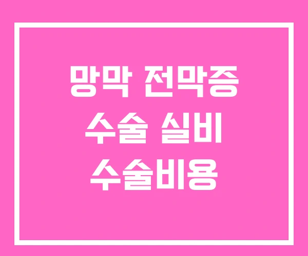 망막 전막증 수술 실비 수술비용