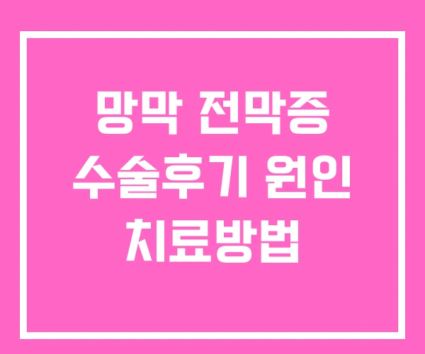 망막 전막증 수술후기 원인 치료방법