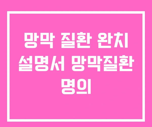 망막 질환 완치 설명서 망막질환 명의