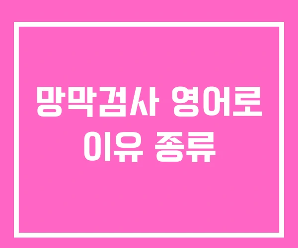 망막검사 영어로 이유 종류