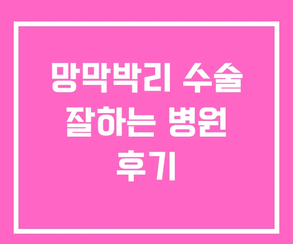 망막박리 수술 잘하는 병원 후기