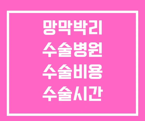 망막박리 수술병원 수술비용 수술시간