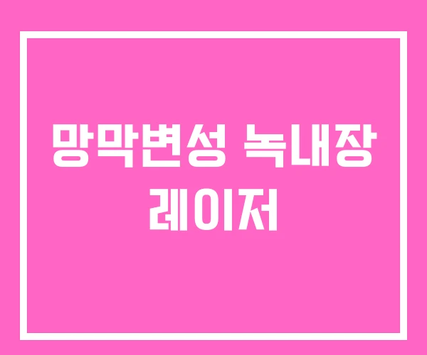 망막변성 녹내장 레이저