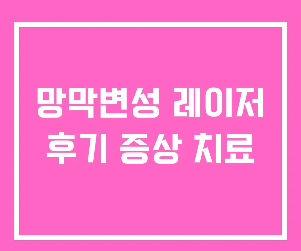 망막변성 레이저 후기 증상 치료