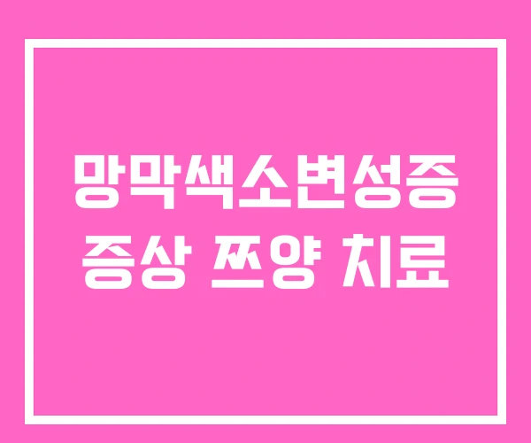 망막색소변성증 증상 쯔양 치료