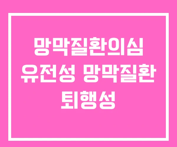 망막질환의심 유전성 망막질환 퇴행성