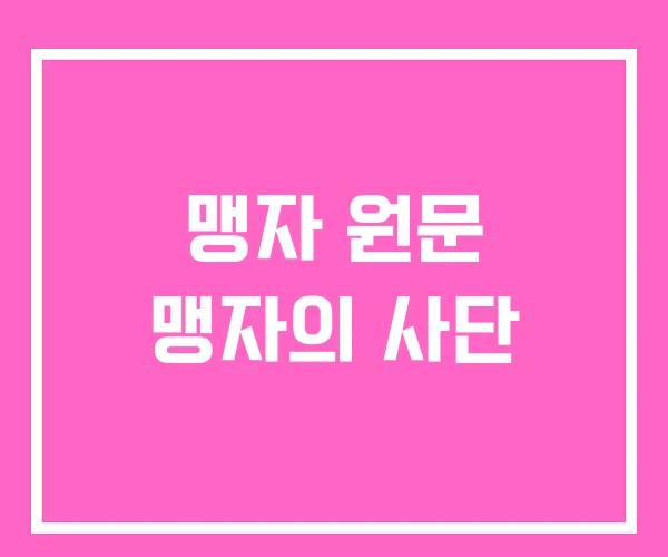 맹자 원문 맹자의 사단 맹자 원문 맹자의 사단