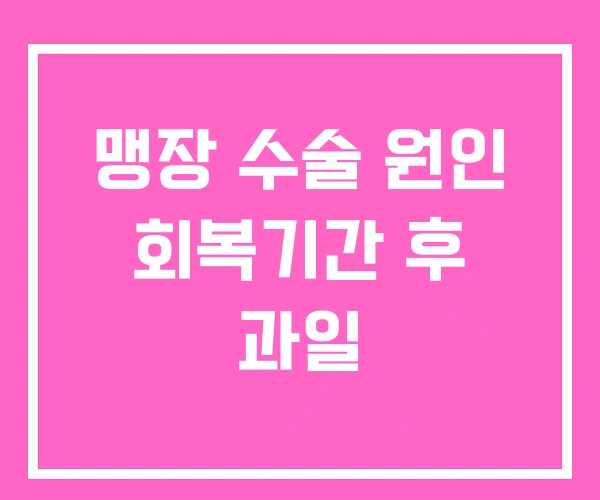 맹장 수술 원인 회복기간 후 과일