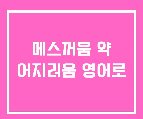 메스꺼움 약 어지러움 영어로