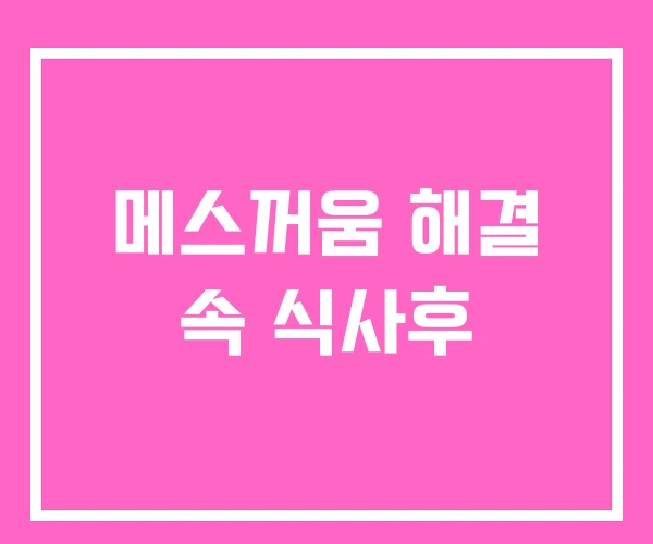 메스꺼움 해결 속 식사후