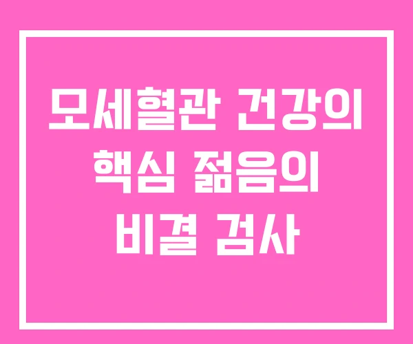 모세혈관 건강의 핵심 젊음의 비결 검사