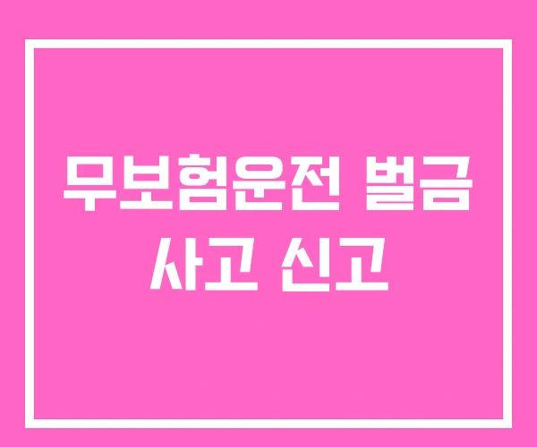 무보험운전 벌금 사고 신고 무보험운전 벌금 사고 신고