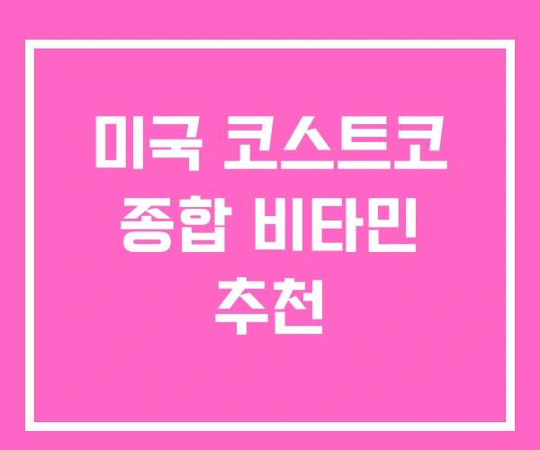 미국 코스트코 종합 비타민 추천