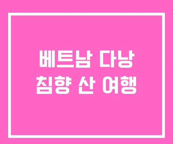 베트남 다낭 침향 산 여행