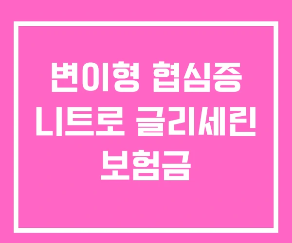 변이형 협심증 니트로 글리세린 보험금