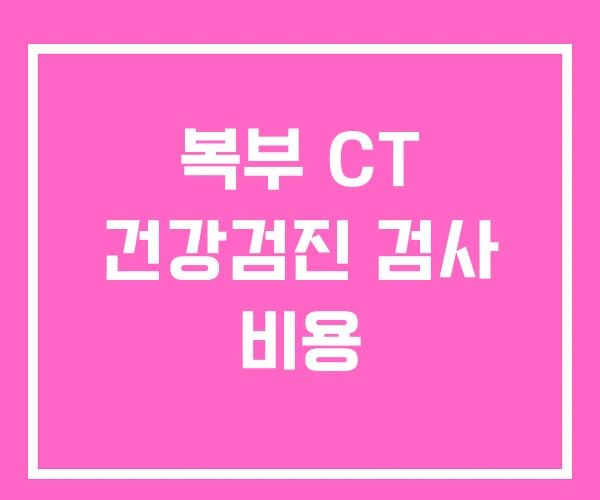 복부 CT 건강검진 검사 비용