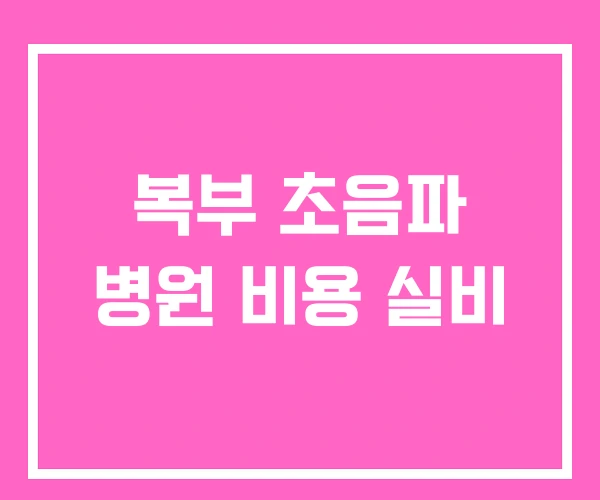 복부 초음파 병원 비용 실비 복부 초음파 병원 비용 실비