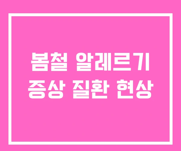 봄철 알레르기 증상 질환 현상