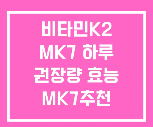 비타민K2 MK7 하루 권장량 효능 MK7추천