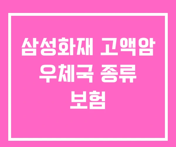 삼성화재 고액암 우체국 종류 보험