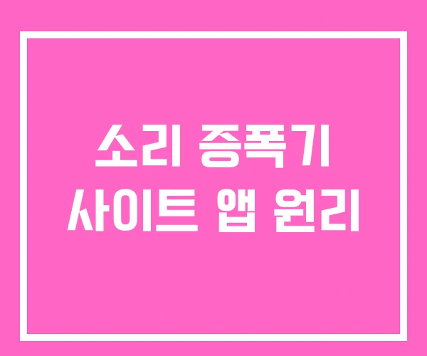 소리 증폭기 사이트 앱 원리 소리 증폭기 사이트 앱 원리