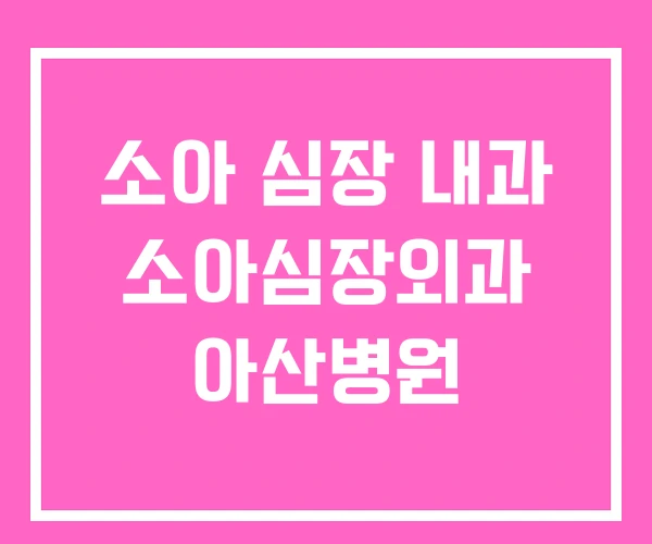 소아 심장 내과 소아심장외과 아산병원