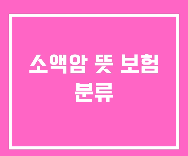 소액암 뜻 보험 분류 소액암 뜻 보험 분류